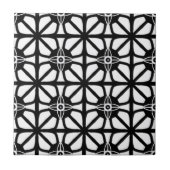 Retro Black White Geometric Lines Patroon Tegeltje (Voorkant)