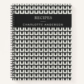 Retro Black White Geometric Mid Century Mod Recipe Notitieboek (Voorkant)