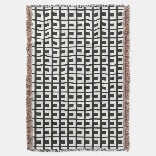 Retro Black White Geometric Mid Century Modern Deken (Voorkant Verticaal)