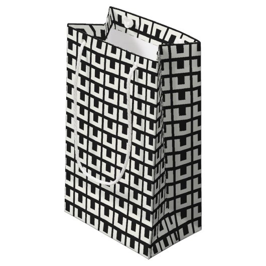 Retro Black White Geometric Mid Century Modern Klein Cadeauzakje (Voorkant Gekanteld)