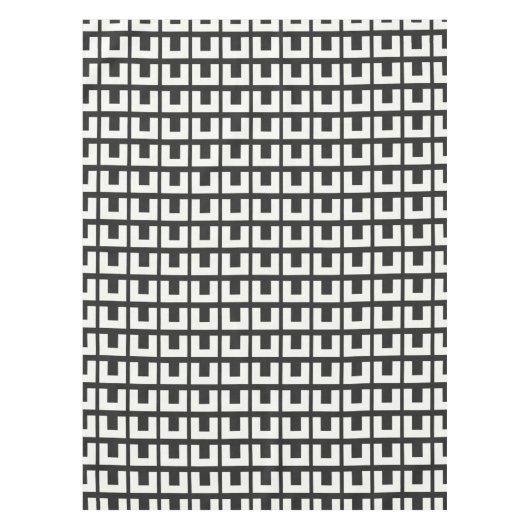 Retro Black White Geometric Mid Century Modern Tafelkleed (Voorkant)