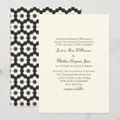 Retro Black White Geometric Tile Elegant Wedding Kaart (Voorkant / Achterkant)