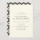 Retro Black White Geometric Tile Elegant Wedding Kaart (Voorkant / Achterkant)