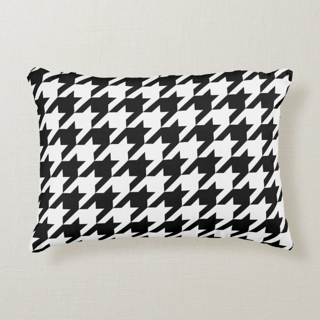 Retro Black White Hounds-tand Weaving Pattern Accent Kussen (Voorkant)