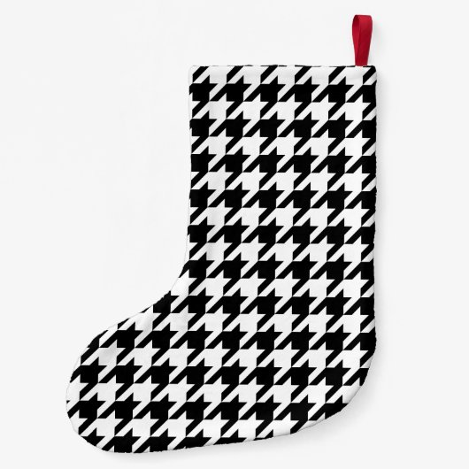 Retro Black White Hounds-tand Weaving Pattern Kleine Kerstsok (Achterkant)