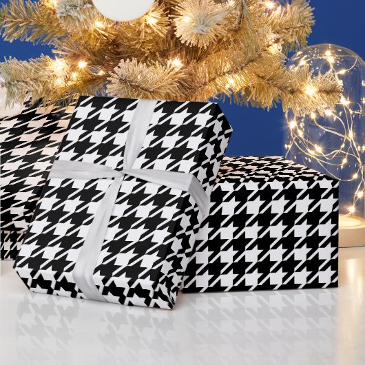 Retro Black White Houndstooth Weaving Patroon Cadeaupapier (Feestdagen)