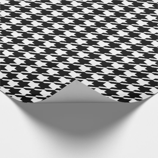 Retro Black White Houndstooth Weaving Patroon Cadeaupapier (Hoek)