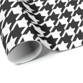 Retro Black White Houndstooth Weaving Patroon Cadeaupapier (Rol Hoek)