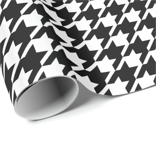 Retro Black White Houndstooth Weaving Patroon Cadeaupapier (Rol Hoek)