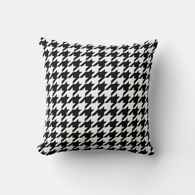 Retro Black White Houndstooth Weaving Patroon Kussen (Voorkant)