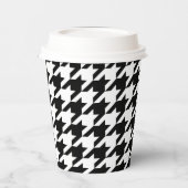 Retro Black White Houndstooth Weaving Patroon Papieren Bekers (Links)