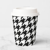 Retro Black White Houndstooth Weaving Patroon Papieren Bekers (Achterkant)