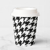 Retro Black White Houndstooth Weaving Patroon Papieren Bekers (Rechts)