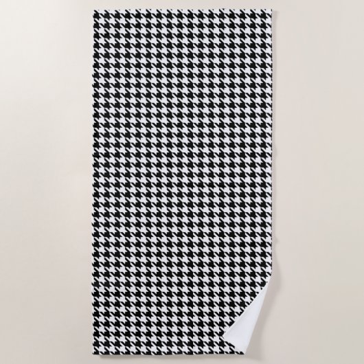 Retro Black White Houndstooth Weaving Patroon Strandlaken (Voorkant)