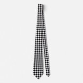 Retro Black White Houndstooth Weaving Patroon Stropdas (Voorkant)