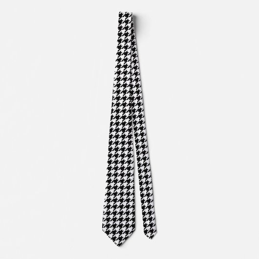 Retro Black White Houndstooth Weaving Patroon Stropdas (Voorkant)