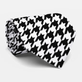 Retro Black White Houndstooth Weaving Patroon Stropdas (Opgerold)