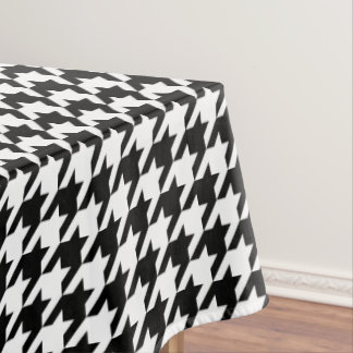Retro Black White Houndstooth Weaving Patroon Tafelkleed