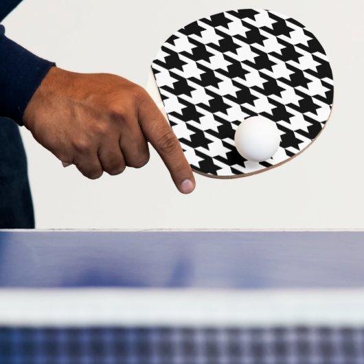 Retro Black White Houndstooth Weaving Patroon Tafeltennisbatje (Insitu)
