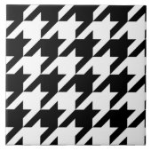 Retro Black White Houndstooth Weaving Patroon Tegeltje (Voorkant)