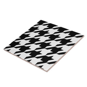 Retro Black White Houndstooth Weaving Patroon Tegeltje