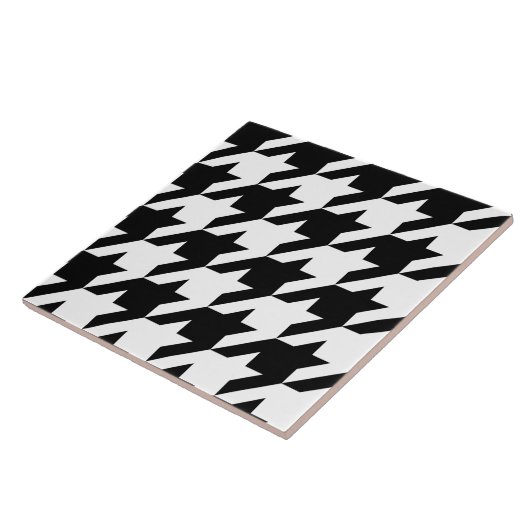 Retro Black White Houndstooth Weaving Patroon Tegeltje (Zijkant)