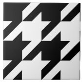 Retro Black White Houndstooth Weaving Patroon Tegeltje (Voorkant)