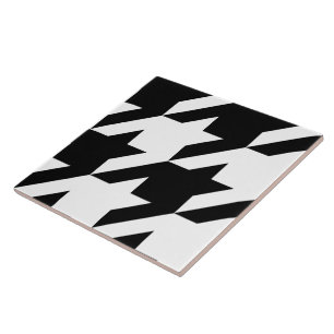 Retro Black White Houndstooth Weaving Patroon Tegeltje