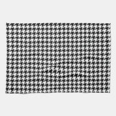 Retro Black White Houndstooth Weaving Patroon Theedoek (Horizontaal)