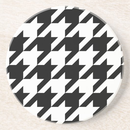 Retro Black White Houndstooth Weaving Patroon Zandsteen Onderzetter (Voorkant)