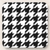 Retro Black White Houndstooth Weaving Pattern Beve Bier Onderzetter (Voorkant)