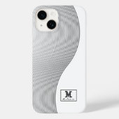 Retro black white lines Abstract minimal Monogram  Case-Mate iPhone Case (Achterkant)