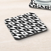 Retro Black White Lozenges Modern Pattern Bier Onderzetter (Linkerzijde)