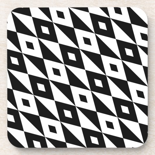 Retro Black White Lozenges Modern Pattern Bier Onderzetter (Voorkant)