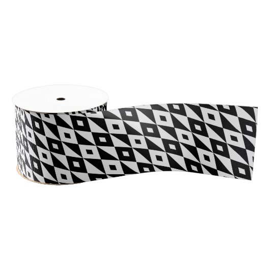 Retro Black White Lozenges Modern Pattern Grosgrain Lint (Spoel)