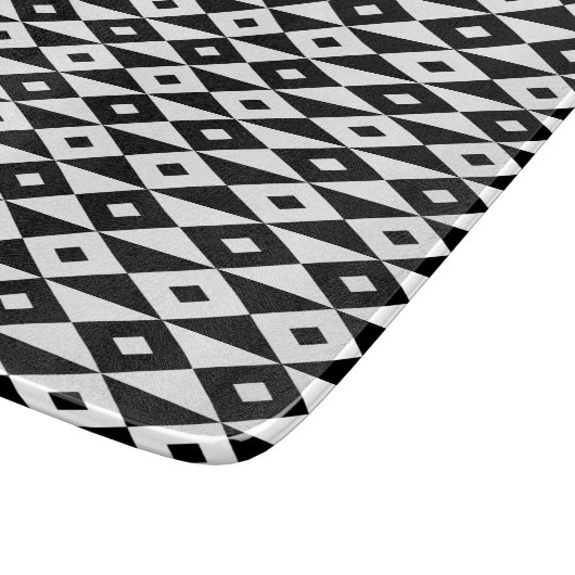 Retro Black White Lozenges Modern Pattern Snijplank (Hoek)