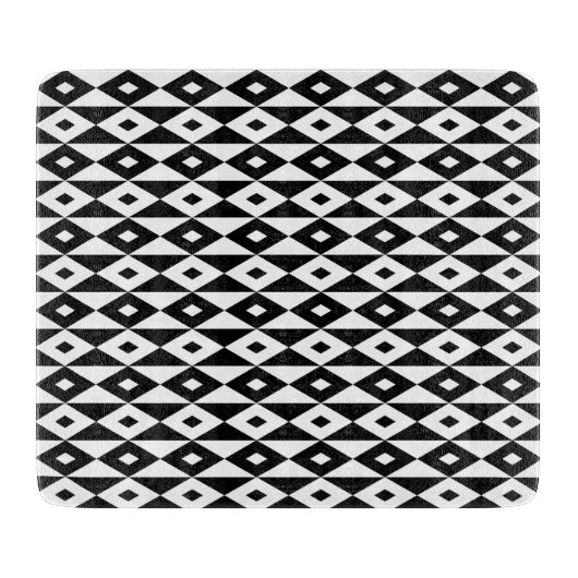 Retro Black White Lozenges Modern Pattern Snijplank (Voorkant)