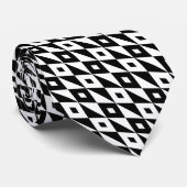 Retro Black White Lozenges Modern Pattern Stropdas (Opgerold)