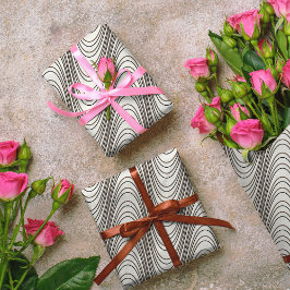 Retro Black & White Moiré Stripes, Trippy Abstract Cadeaupapier