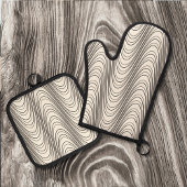 Retro Black & White Moiré Stripes, Trippy Abstract Ovenwant & Pannenlap Set