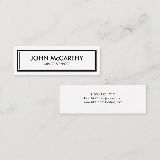 Retro Black White Professional Elegant minimalist Mini Visitekaartje (Voorkant / Achterkant)