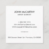 Retro Black White Professional Elegant minimalist Vierkante Visitekaartje (Achterkant)