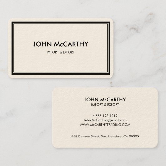 Retro Black White Professional Elegant minimalist Visitekaartje (Voorkant / Achterkant)