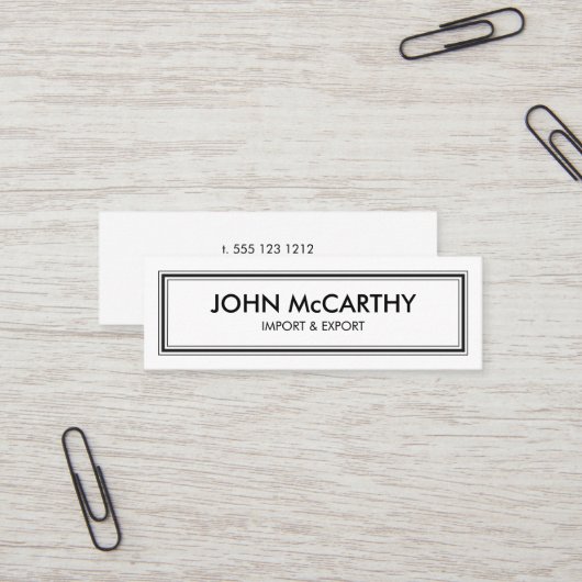 Retro Black White Professional Stripes minimalisti Mini Visitekaartje (Voorkant / Achterkant in situ)