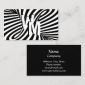 Retro Black White Psychedelic Swirl Monogram Visitekaartje (Voorkant / Achterkant)