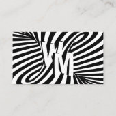 Retro Black White Psychedelic Swirl Monogram Visitekaartje (Voorkant)
