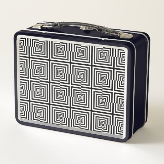 Retro Black White Squares Psychedelic Pattern (Achterkant)