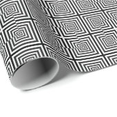 Retro Black White Squares Psychedelic Pattern Cadeaupapier (Rol Hoek)
