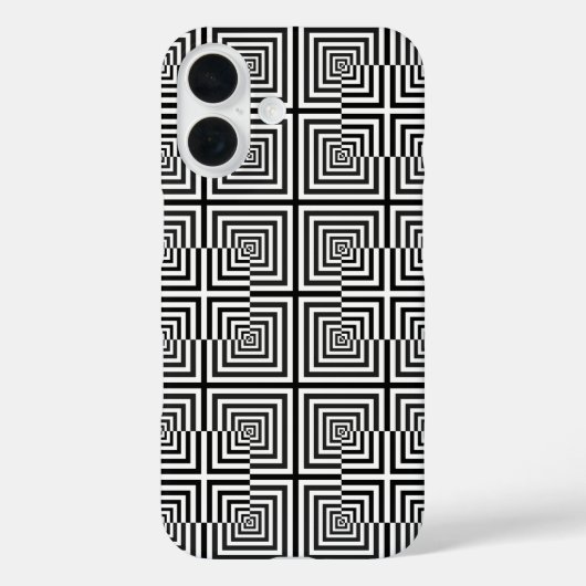 Retro Black White Squares Psychedelic Pattern Case-Mate iPhone Case (Achterkant)
