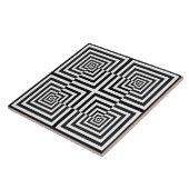 Retro Black White Squares Psychedelic Pattern Tegeltje (Zijkant)
